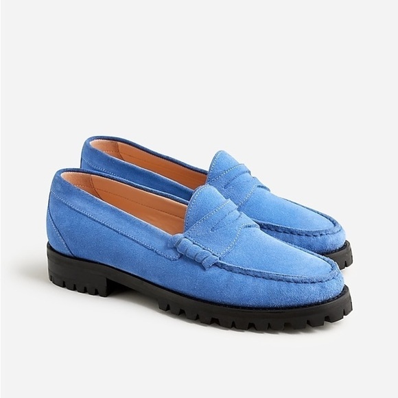 J Crew Winona lug-sole penny loafers in suede BP306 - Picture 1 of 2